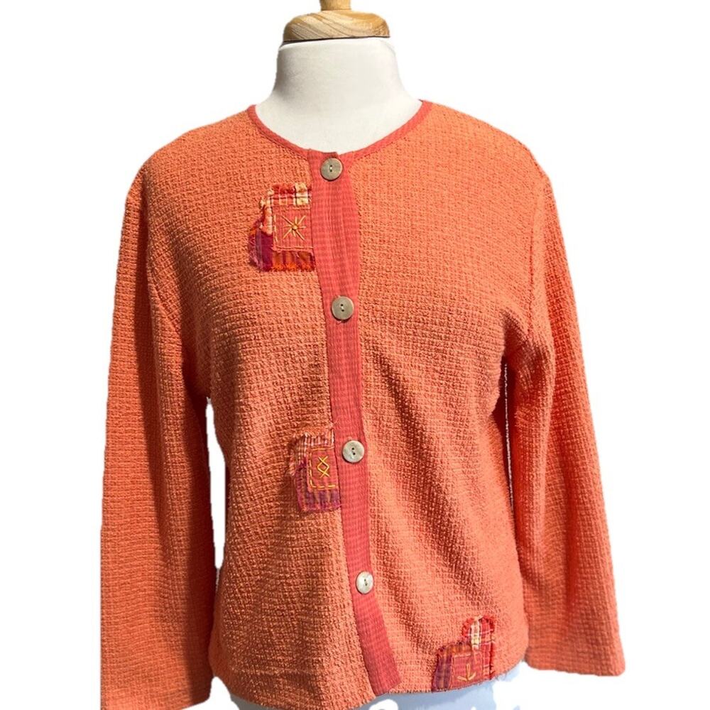 BETS Canvasbacks Terry Sweater Women’s S Textured Knit Top Patchwork Cardigan